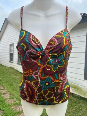 Victoria's Secret Brown Multicolor Floral Tie-Front Swim Cami